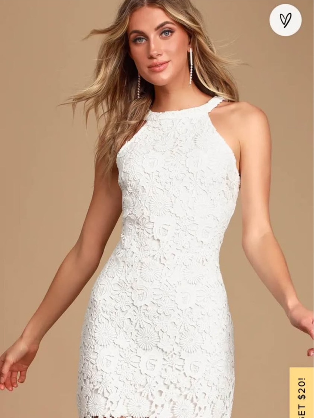 Lulu's White Floral Lace Midi Halter Dress